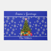 Klassieke kerstboom en sneeuwvlokken deurmat (Voorkant)