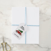 Klassieke kerstboom familie cadeaulabel (Met Touw)