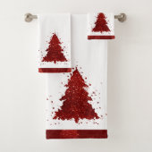 Klassieke kerstboom | Feestelijke Rich Crimson Red Bad Handdoek (Insitu)