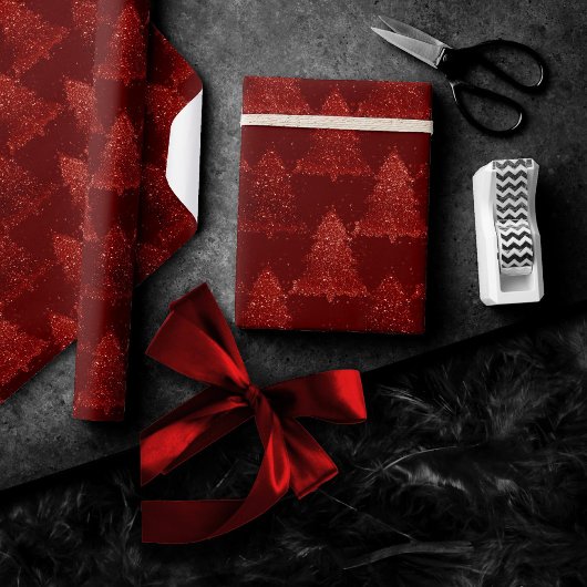 Klassieke kerstboom | Feestelijke Rich Crimson Red Cadeaupapier