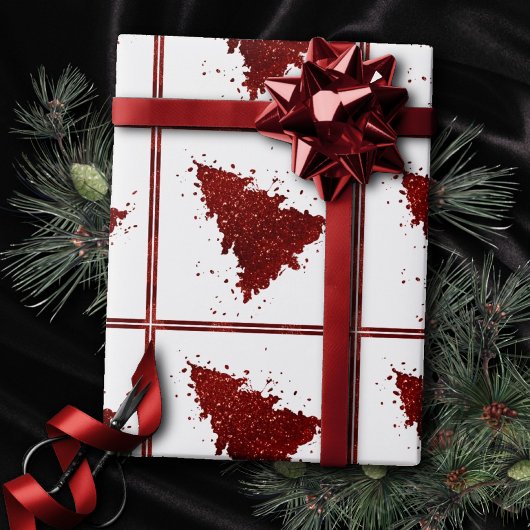 Klassieke kerstboom | Feestelijke Rich Crimson Red Cadeaupapier
