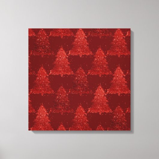 Klassieke kerstboom | Feestelijke Rich Crimson Red Canvas Afdruk (Voorkant)
