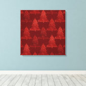 Klassieke kerstboom | Feestelijke Rich Crimson Red Canvas Afdruk (Insitu (Houten vloer))