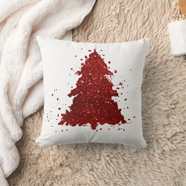 Klassieke kerstboom | Feestelijke Rich Crimson Red Kussen (Deken)