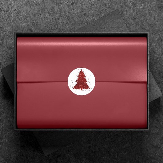Klassieke kerstboom | Feestelijke Rich Crimson Red Ronde Sticker
