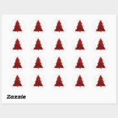 Klassieke kerstboom | Feestelijke Rich Crimson Red Ronde Sticker (Vel)