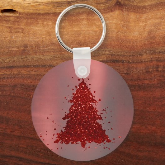 Klassieke kerstboom | Feestelijke Rich Crimson Red Sleutelhanger (Voorkant)