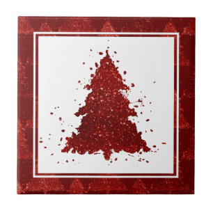 Klassieke kerstboom Feestelijke Rich Crimson Red Tegeltje