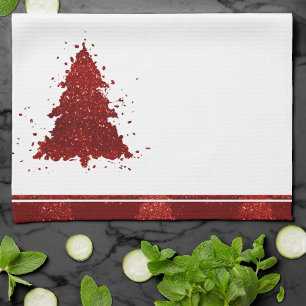 Klassieke kerstboom Feestelijke Rich Crimson Red Theedoek