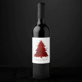 Klassieke kerstboom | Feestelijke Rich Crimson Red Wijn Etiket