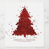 Klassieke kerstboom | Feestelijke Rich Crimson Red Wijn Etiket (Enkel label)