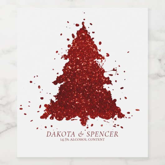 Klassieke kerstboom | Feestelijke Rich Crimson Red Wijn Etiket (Enkel label)