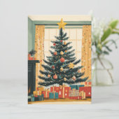 Klassieke Kerstboom Gouden Ster Topper Gifts Feestdagenkaart (Staand voorkant)