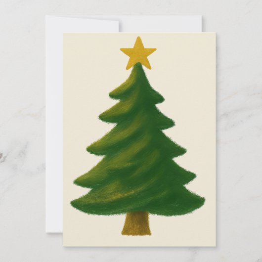 Klassieke Kerstboom in olieverf stijl uitnodiging (Voorkant)