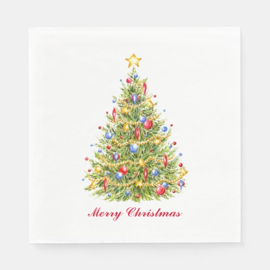 Klassieke kerstboom Merry Kerstmis Napkins Servet (Voorkant)