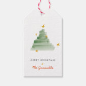 Klassieke kerstboom met aangezette Waterverf Cadeaulabel (Voorkant)