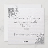 Klassieke Kerstboom & Monochrome Bloemen Linnen Feestdagenkaart (Achterkant)