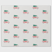 Klassieke kerstboom op een brandweerwagen cadeaupapier (Vlak)