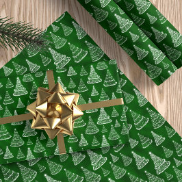 Klassieke Kerstboom Patroon Groene Sparkle Cadeaupapier