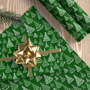 Klassieke Kerstboom Patroon Groene Sparkle Cadeaupapier
