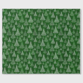 Klassieke Kerstboom Patroon Groene Sparkle Cadeaupapier (Vlak)
