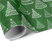 Klassieke Kerstboom Patroon Groene Sparkle Cadeaupapier (Rol Hoek)