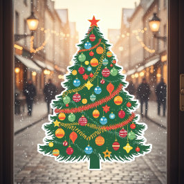 Klassieke Kerstboom Raamfolie Raamsticker