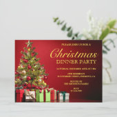 Klassieke kerstboom | Red Holiday Dinner Party Kaart (Staand voorkant)