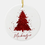 Klassieke kerstboom | Rich Crimson Red Custom Keramisch Ornament (Voorkant)