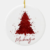 Klassieke kerstboom | Rich Crimson Red Custom Keramisch Ornament (Achterkant)