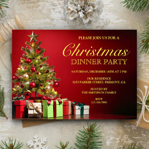 Klassieke Kerstboom   Rode Kerstvakantie Eettafel  Kaart