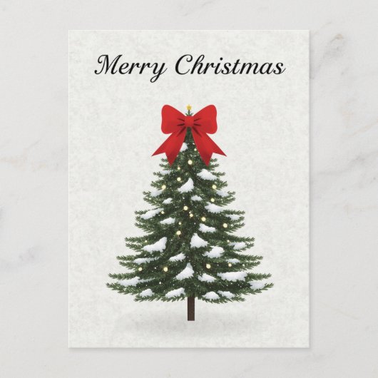 Klassieke Kerstboom Rode Strik Feestdagenkaart (Voorkant)