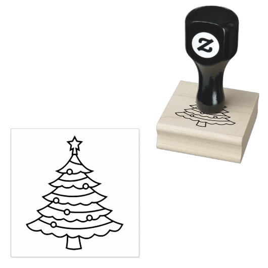 Klassieke kerstboom rubberstempel (Gestempeld)