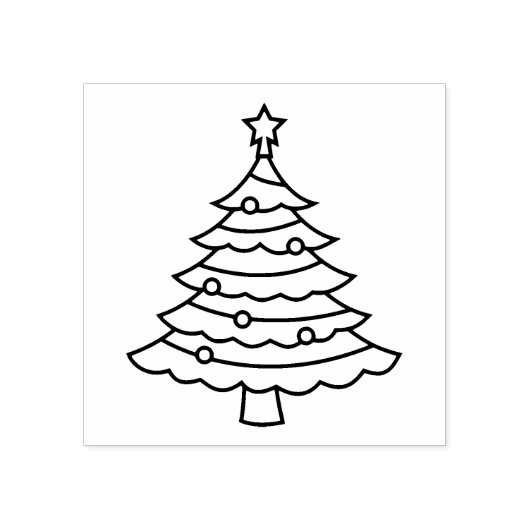 Klassieke kerstboom rubberstempel (Afrduk)