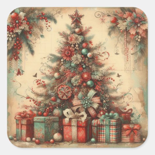 Klassieke kerstboom Stickers (Voorkant)