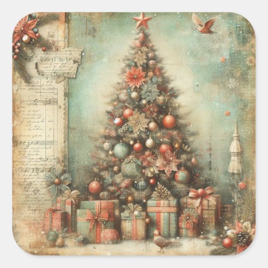 Klassieke kerstboom Stickers (Voorkant)