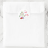 Klassieke kerstboomkast ronde sticker (Tas)