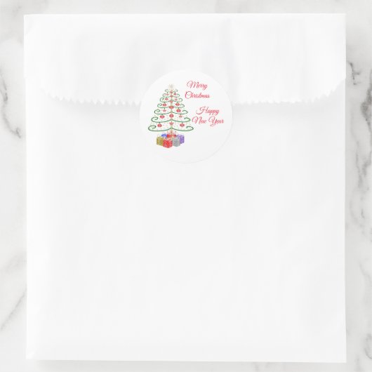 Klassieke kerstboomkast ronde sticker (Tas)