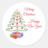 Klassieke kerstboomkast ronde sticker (Voorkant)