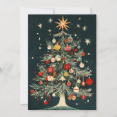 Klassieke Kerstboomornamenten Sterrenspits Feestdagenkaart (Voorkant)