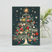 Klassieke Kerstboomornamenten Sterrenspits Feestdagenkaart (Staand voorkant)