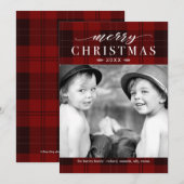 Klassieke kerstcadeaufotokaart feestdagenkaart (Voorkant / Achterkant)