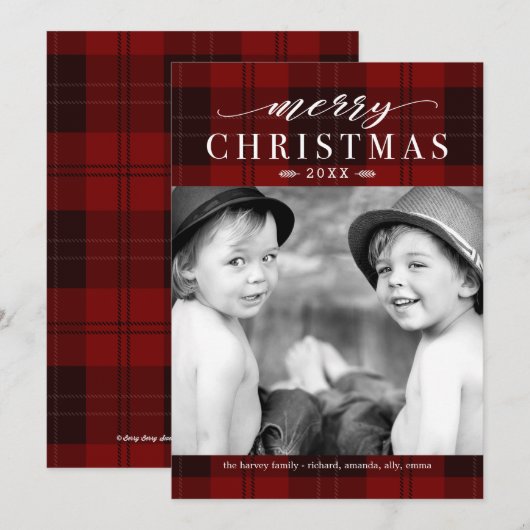 Klassieke kerstcadeaufotokaart feestdagenkaart (Voorkant / Achterkant)