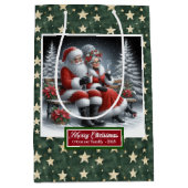 Klassieke kerstcadeautas met coolste mevrouw Claus Medium Cadeauzakje (Voorkant)