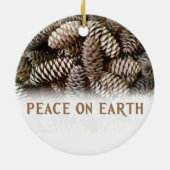 Klassieke Kerstdennenappel Vrede Op Aarde Keramiek Keramisch Ornament (Achterkant)