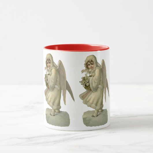 Klassieke Kerstengel Bloemen, Victoriaanse knipvor Mok (Midden)