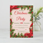 Klassieke kerstfeest uitnodiging (Staand voorkant)