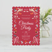 Klassieke Kerstfeest Uitnodiging (Staand voorkant)