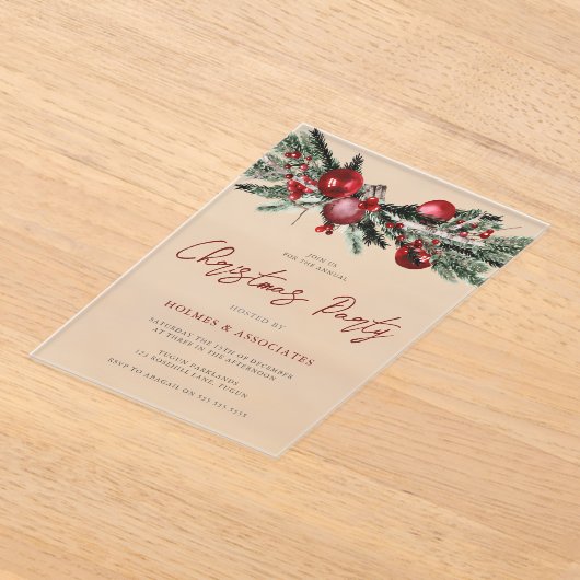 Klassieke kerstfeestdag met Kantoor kerst Acryl Uitnodigingen (Laagn)