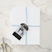 Klassieke kerstfoto Black Cadeaulabel (Met Touw)